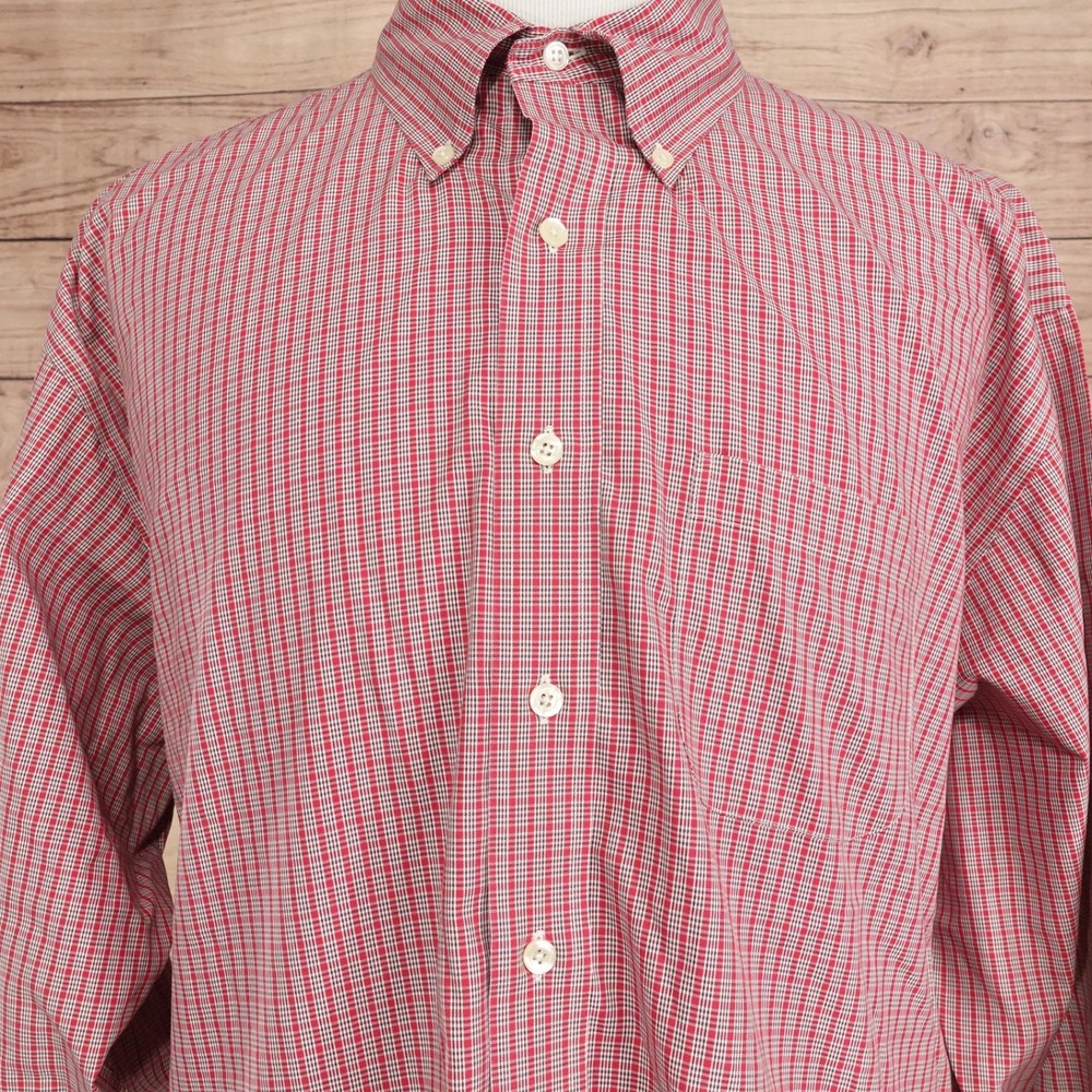Brooks Brothers Button Down Shirt Mens XXL Red Check Excellent Long Sleeve 346